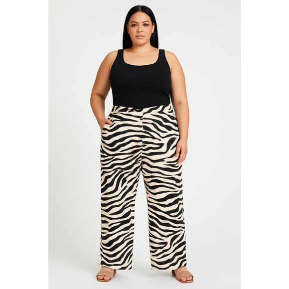 Chloe Kristyn Zebra Print Palazzo Pants Women's Size 1X NWT - Picture 1 of 9